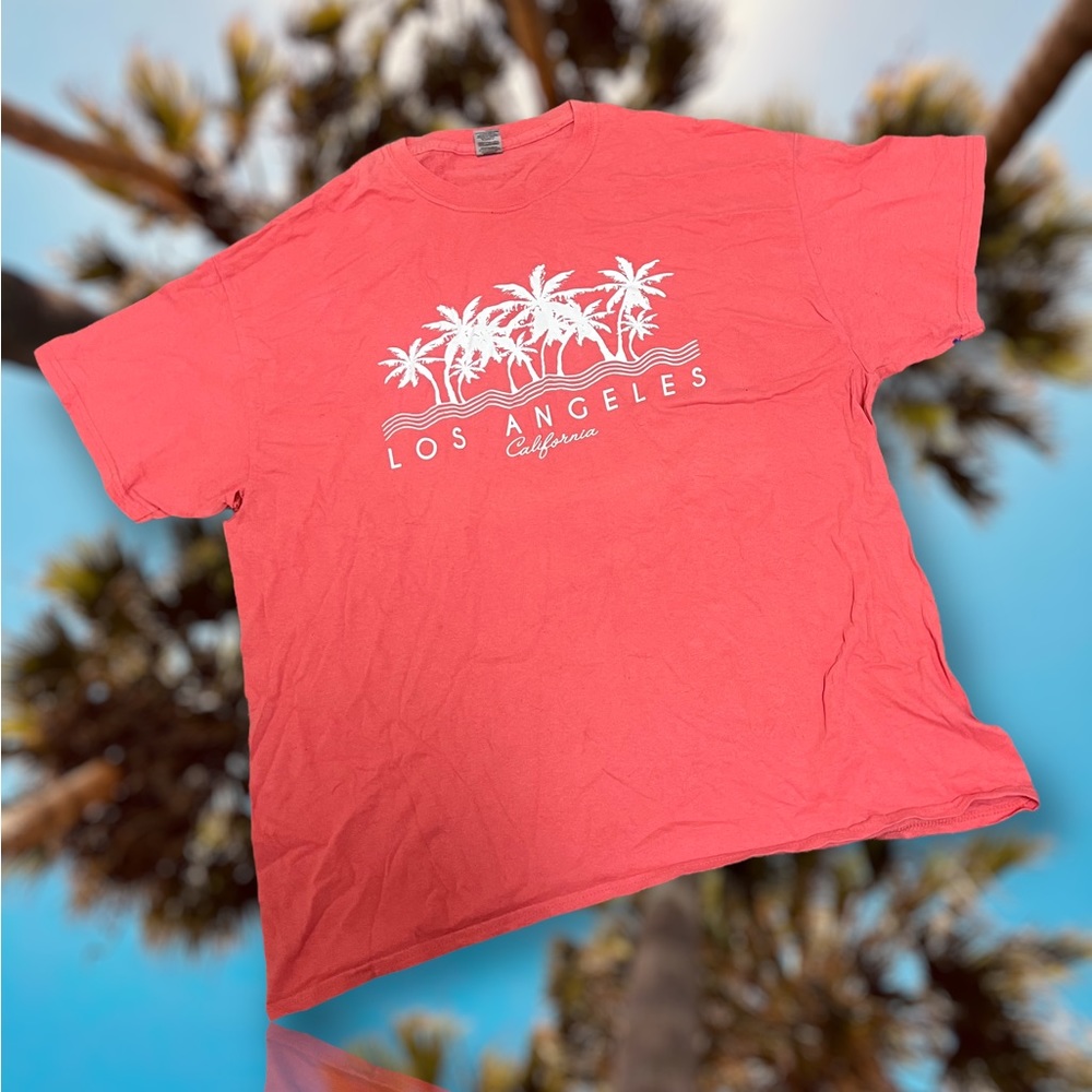 Los Angeles Men’s T Shirt Pink Crew neck Tee Medium